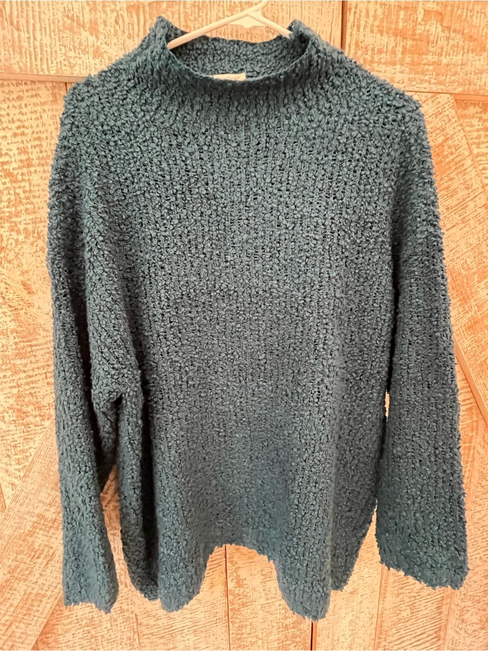 Coldwater Creek Teal Loop-Knit Mockneck Sweater. XL